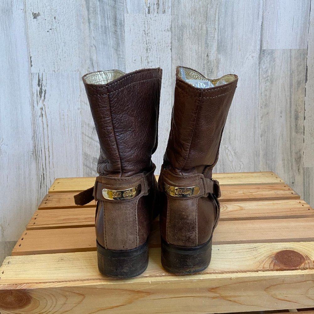Ted Baker London Size 8 UK Size 6 Brown Leather Boots Buckle Mid Calf - Picture 4 of 10